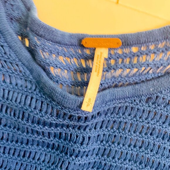 Free People Blue Knit Top, Size Small - Picture 6 of 7